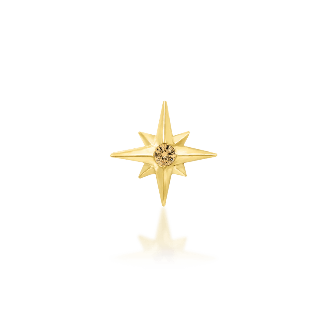 Stella – CZ Starburst – 14K Gold Threadless End - piercing - zone.com