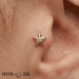 Stellar – CZ Star Accent – 14K Gold Threadless End - piercing - zone.com