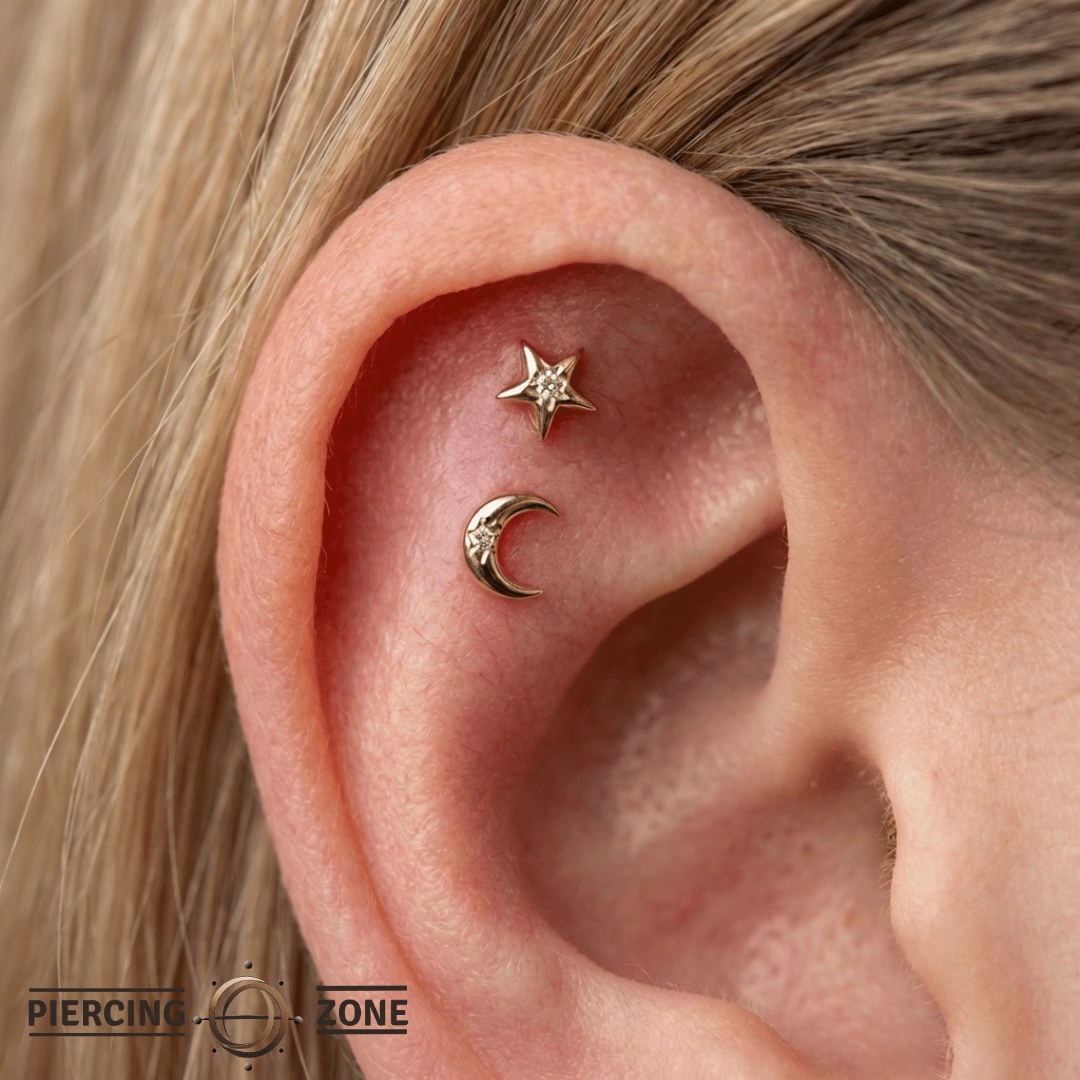 Stellar – CZ Star Accent – 14K Gold Threadless End - piercing - zone.com