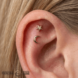 Stellar – CZ Star Accent – 14K Gold Threadless End - piercing - zone.com