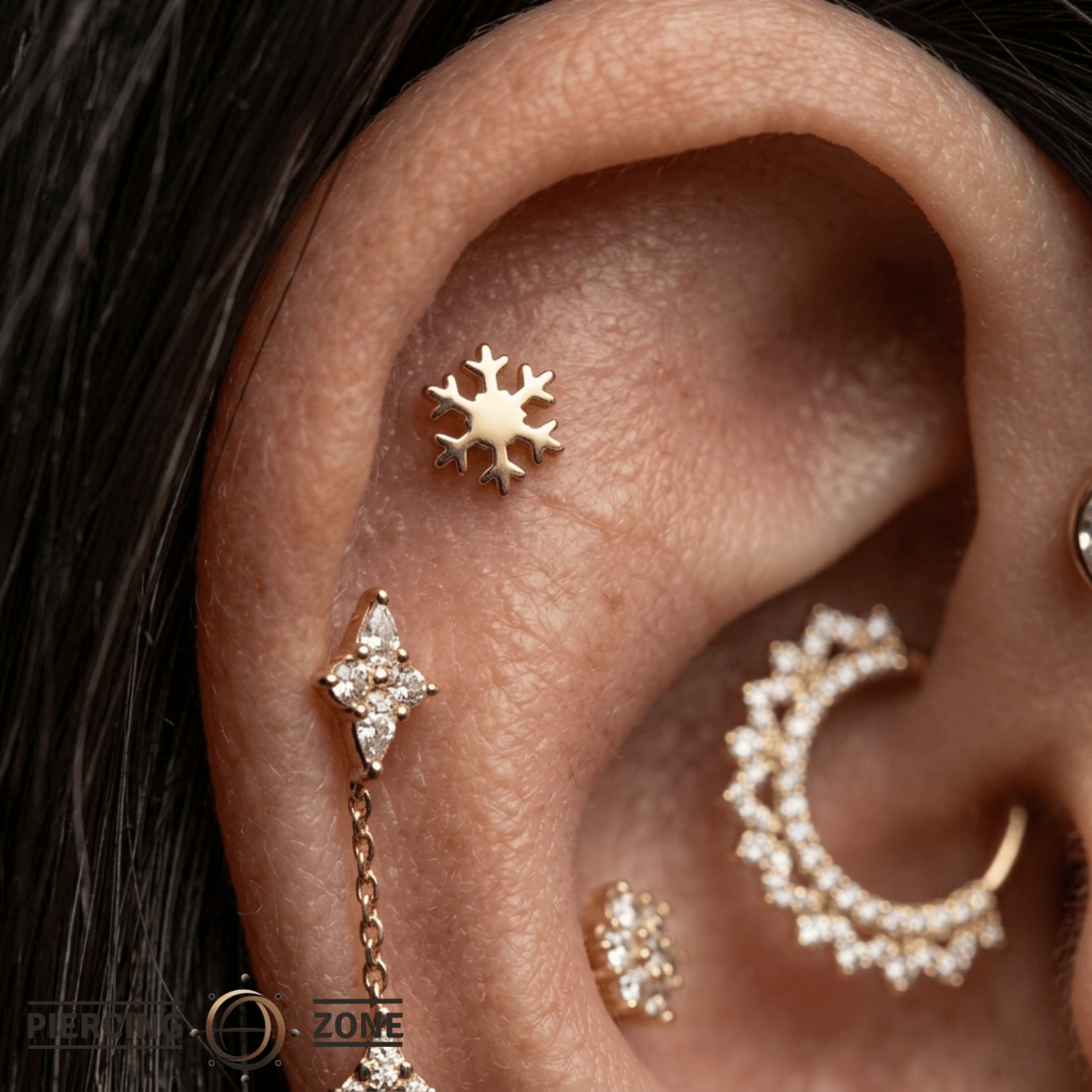 Stellar Dendrite - 18K Gold Threadless/Threaded End - piercing-zone.com