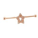 Stellar Frame - 14K Gold Star Straight Barbell - piercing - zone.com