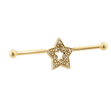Stellar Frame - 14K Gold Star Straight Barbell - piercing - zone.com