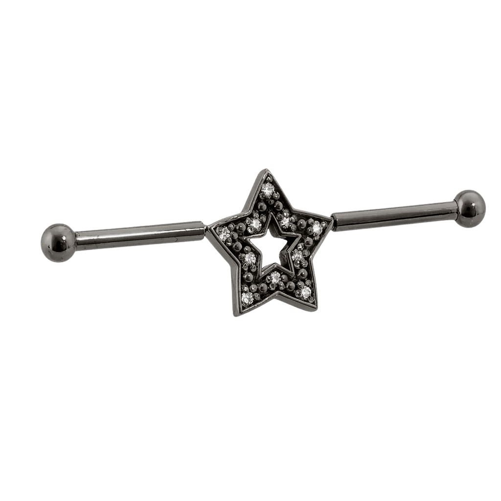 Stellar Frame - 14K Gold Star Straight Barbell - piercing - zone.com