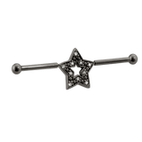 Stellar Frame - 14K Gold Star Straight Barbell - piercing - zone.com