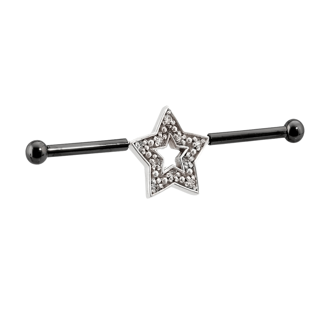 Stellar Frame - 14K Gold Star Straight Barbell - piercing - zone.com