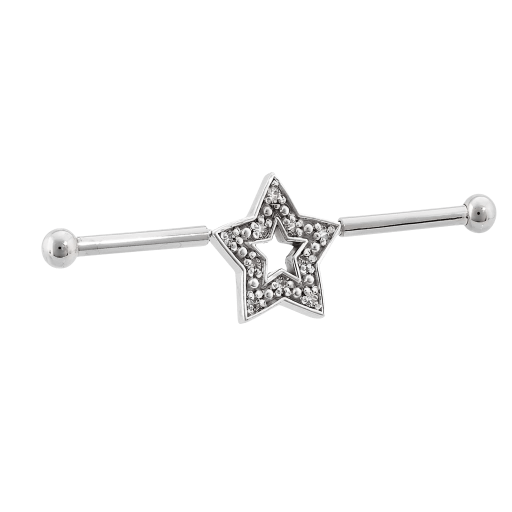 Stellar Frame - 14K Gold Star Straight Barbell - piercing - zone.com
