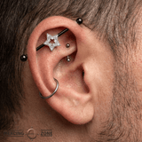 Stellar Frame - 14K Gold Star Straight Barbell - piercing - zone.com