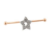 Stellar Frame - 14K Gold Star Straight Barbell - piercing - zone.com