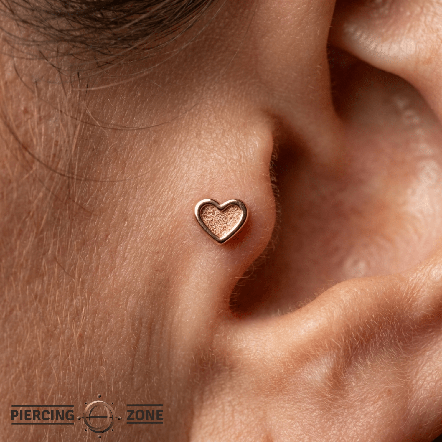 Stippled Heart Frame - 18K Gold Threadless/Threaded End - piercing-zone.com