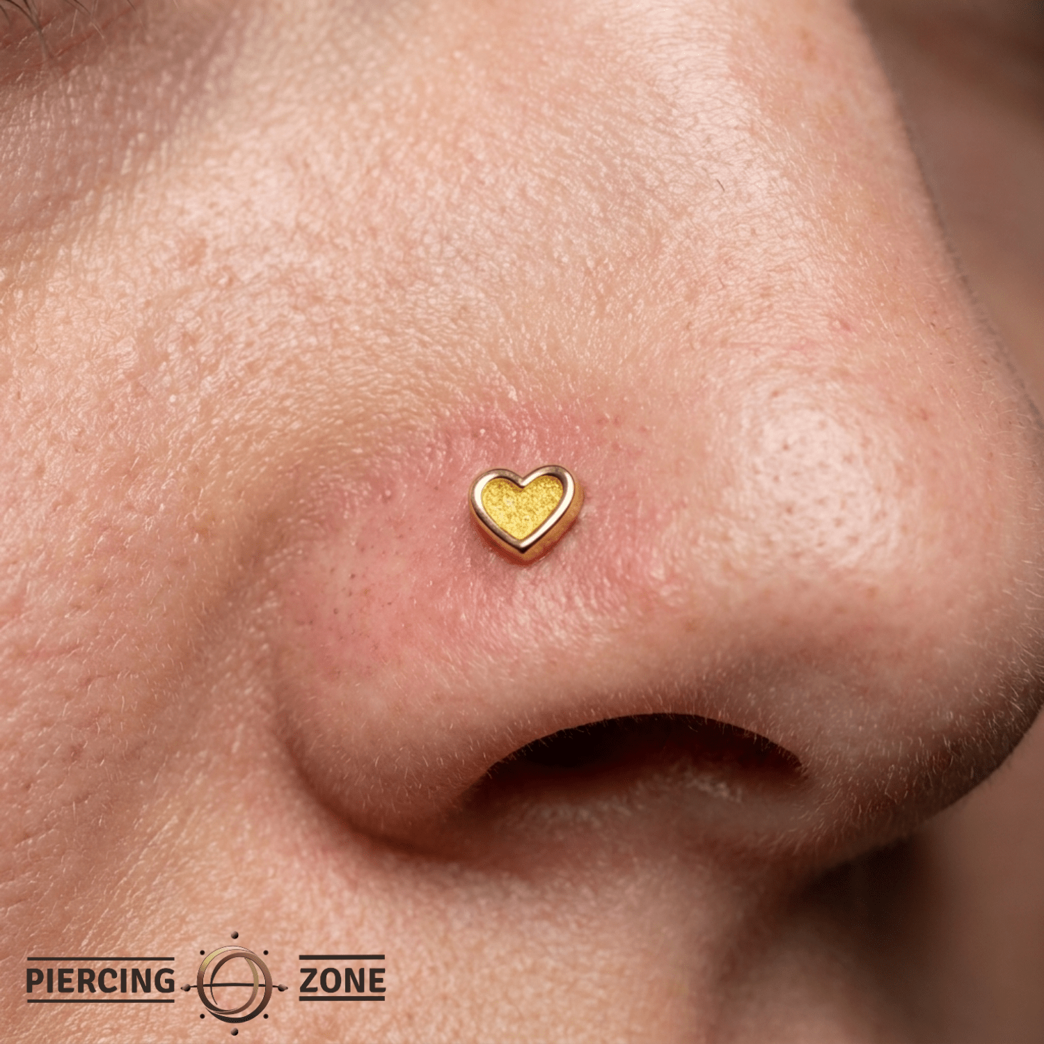 Stippled Heart Frame - 18K Gold Threadless/Threaded End - piercing-zone.com