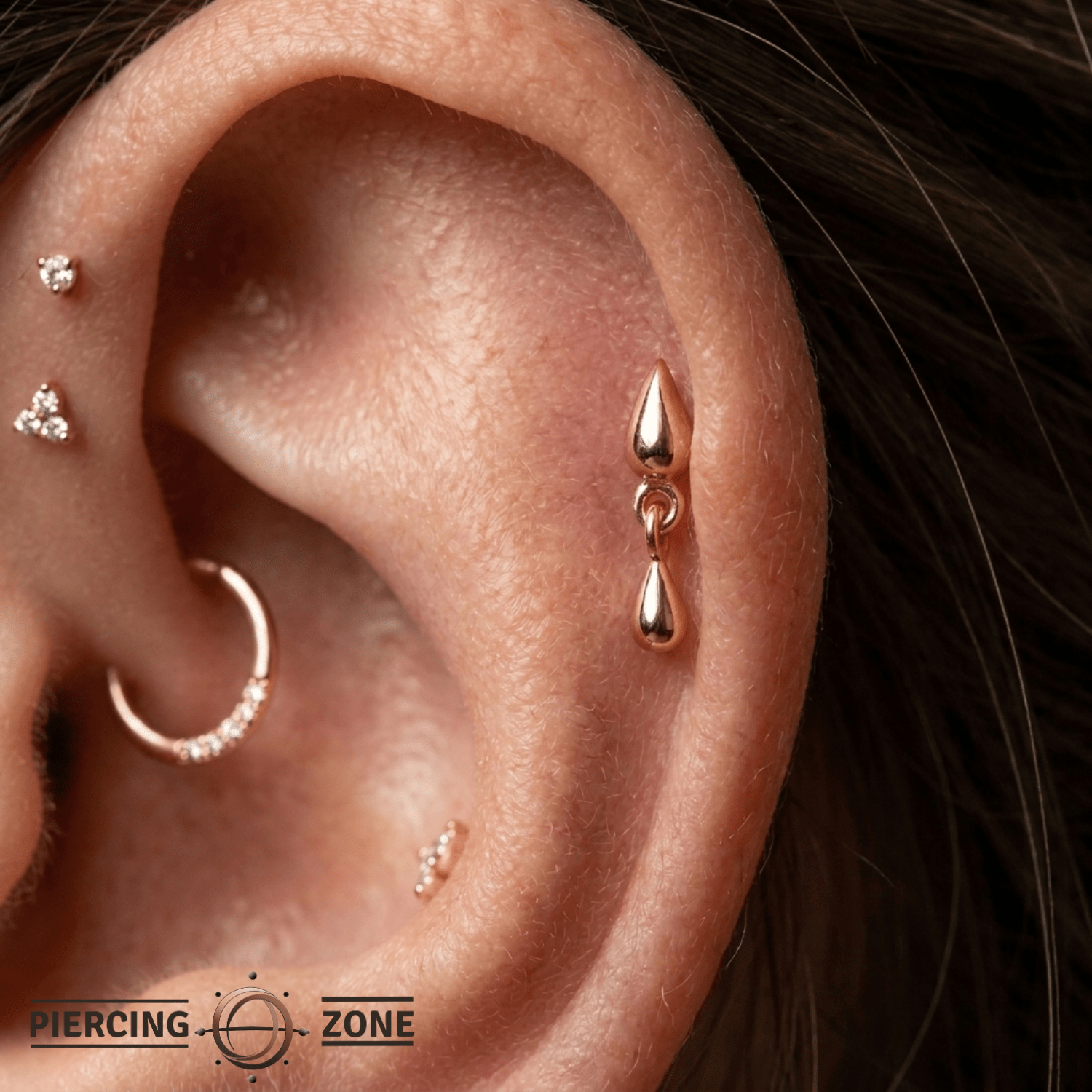 Storm Charm Pin - 14K Gold Threadless End - piercing - zone.com