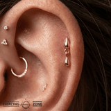 Storm Charm Pin - 14K Gold Threadless End - piercing - zone.com