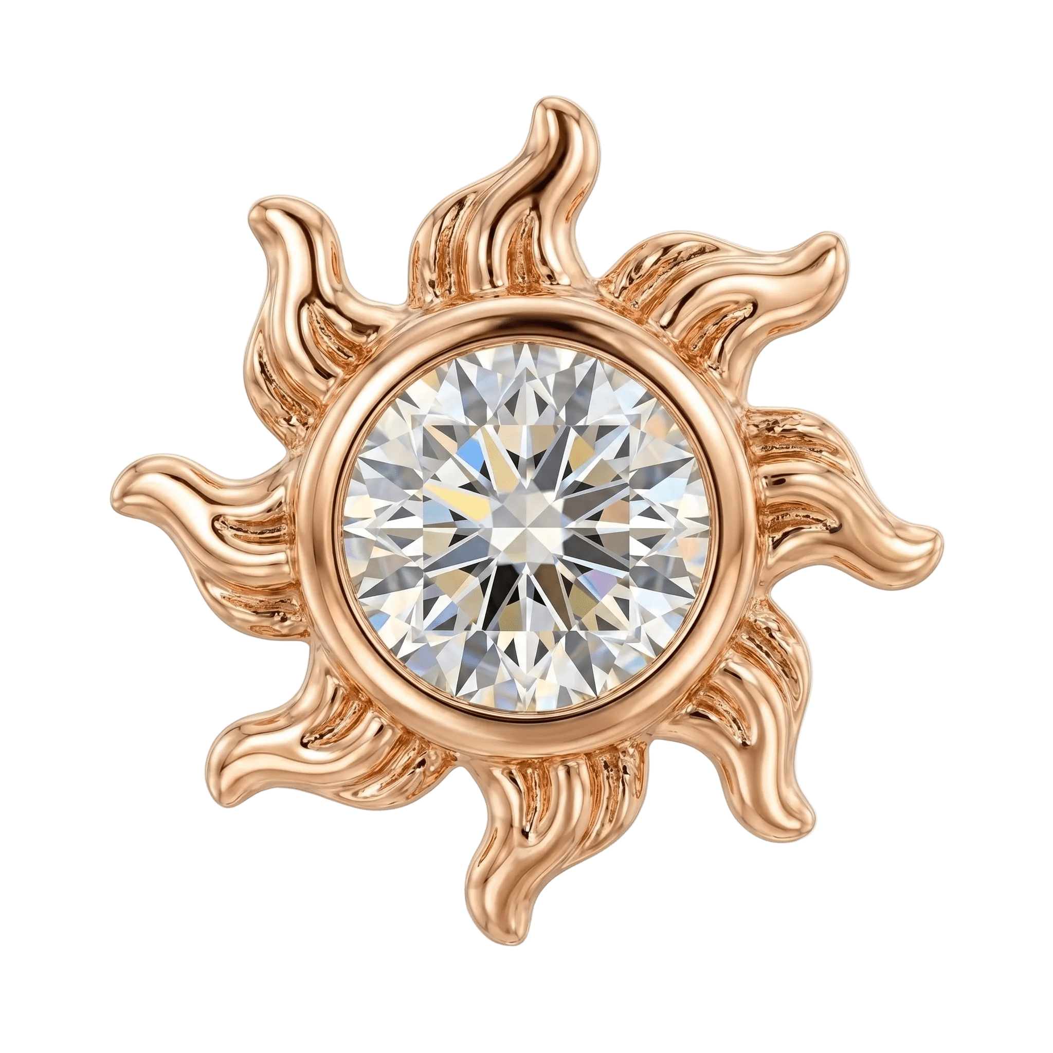 Sun - 14K Gold Threadless/Threaded - piercing - zone.com
