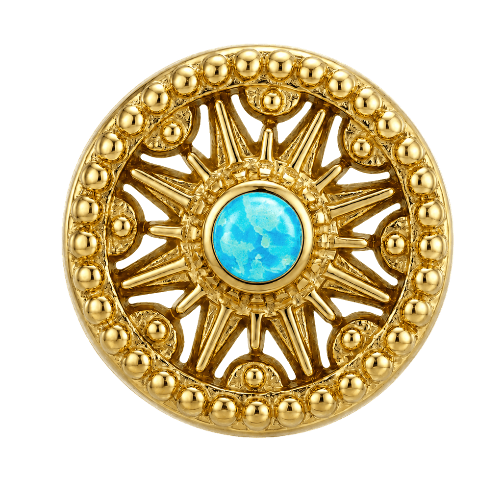 Sun Dial - 14K Gold Threadless/Threaded - piercing-zone.com