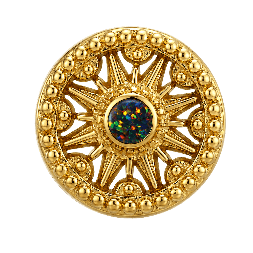 Sun Dial - 14K Gold Threadless/Threaded - piercing-zone.com
