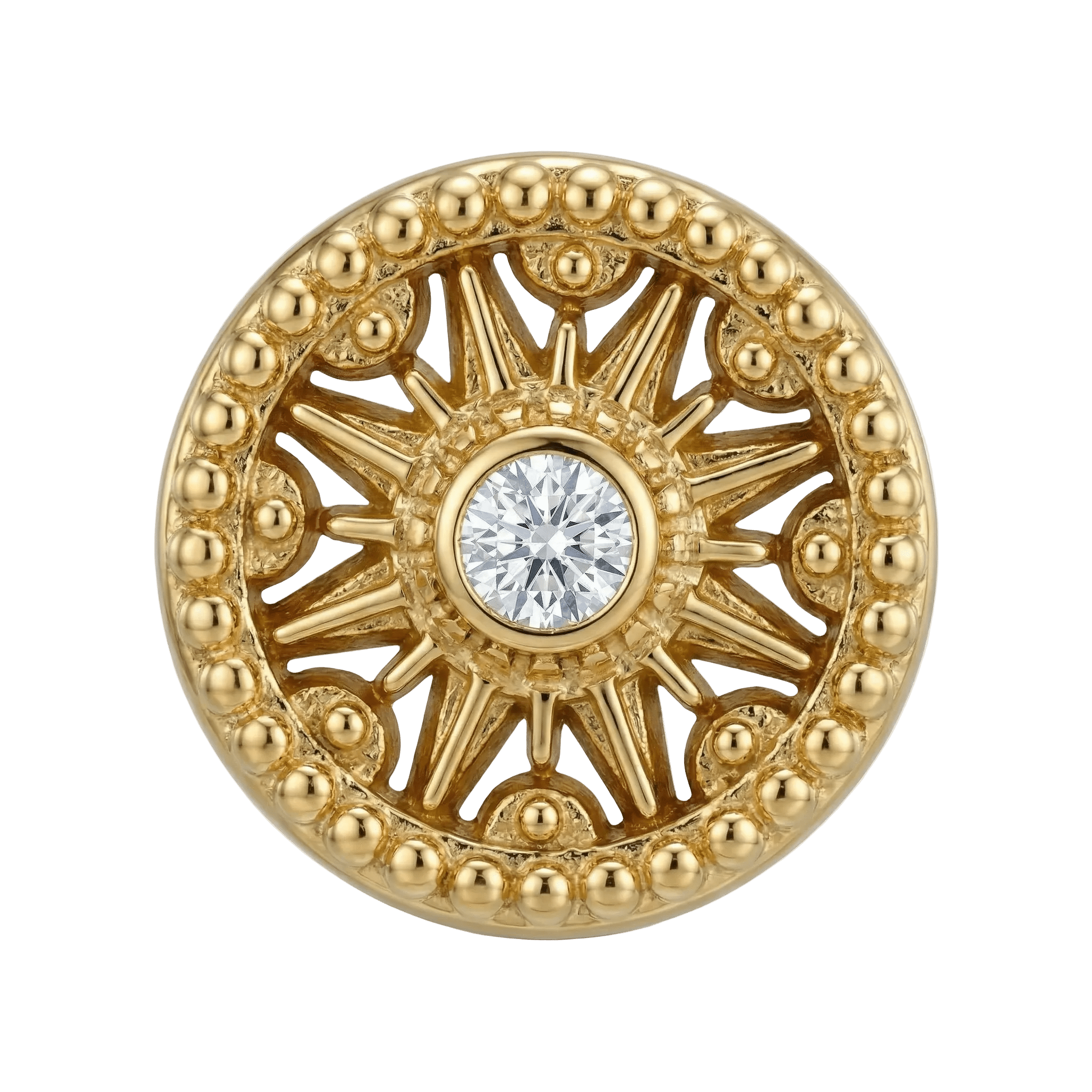 Sun Dial - 14K Gold Threadless/Threaded - piercing - zone.com