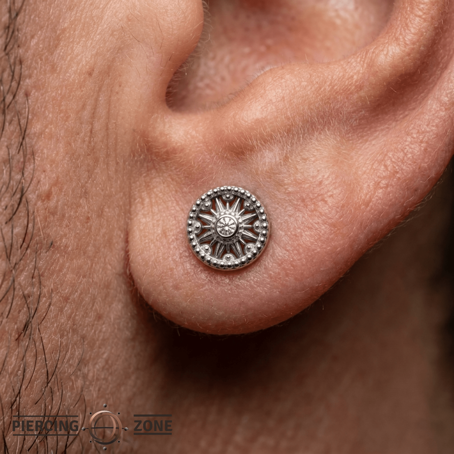 Sun Dial - 14K Gold Threadless/Threaded - piercing - zone.com