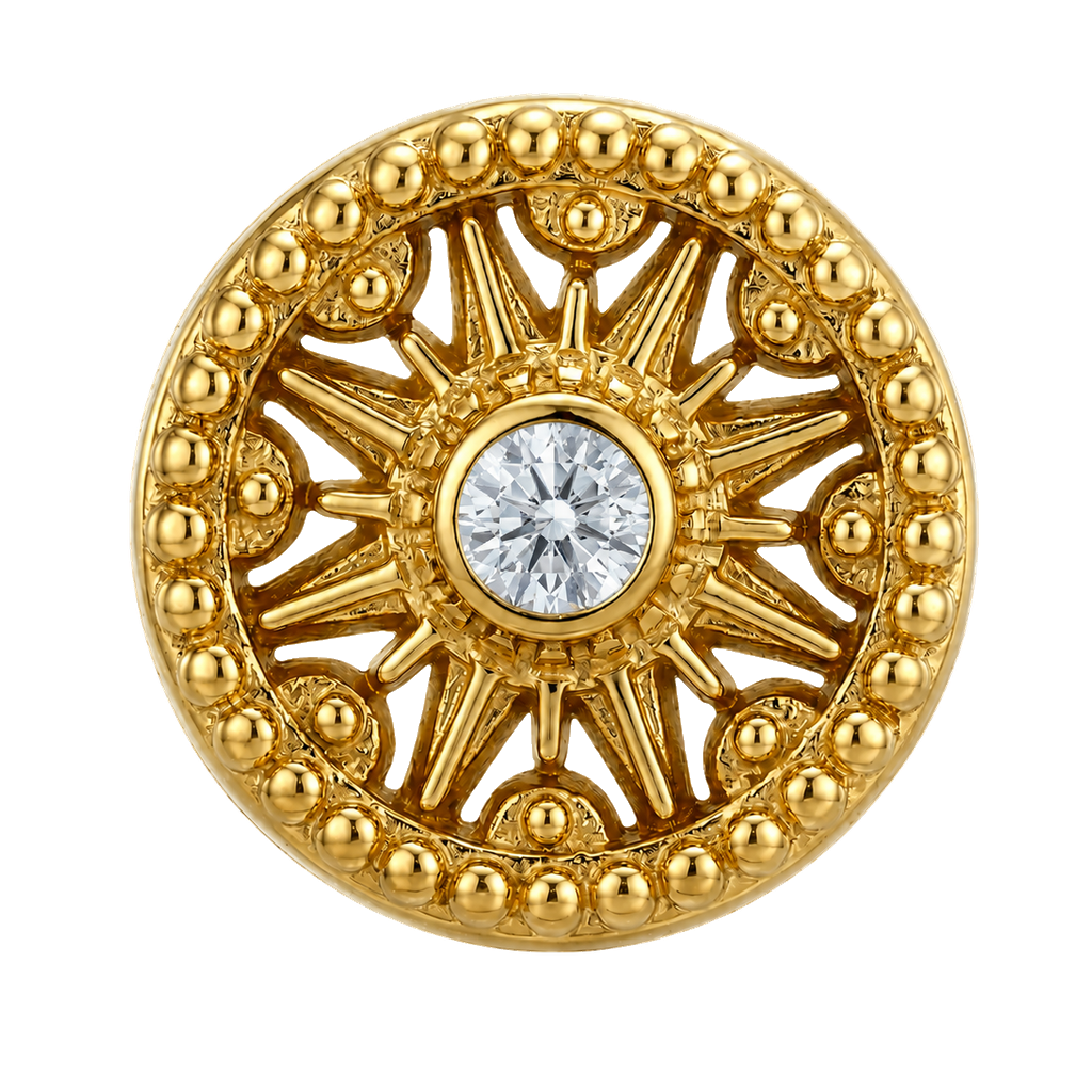 Sun Dial - 14K Gold Threadless/Threaded