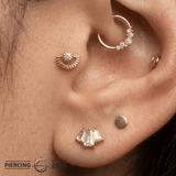Sun Rays Pin - 14K Gold Gem Threadless End - piercing - zone.com