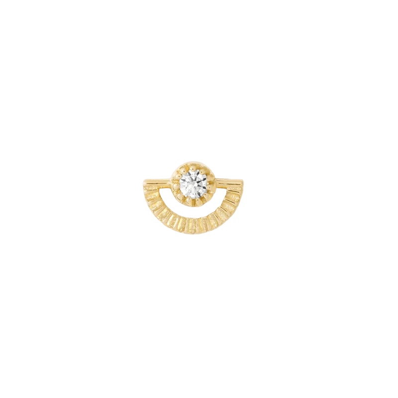 Sun Rays Pin - 14K Gold Gem Threadless End - piercing - zone.com