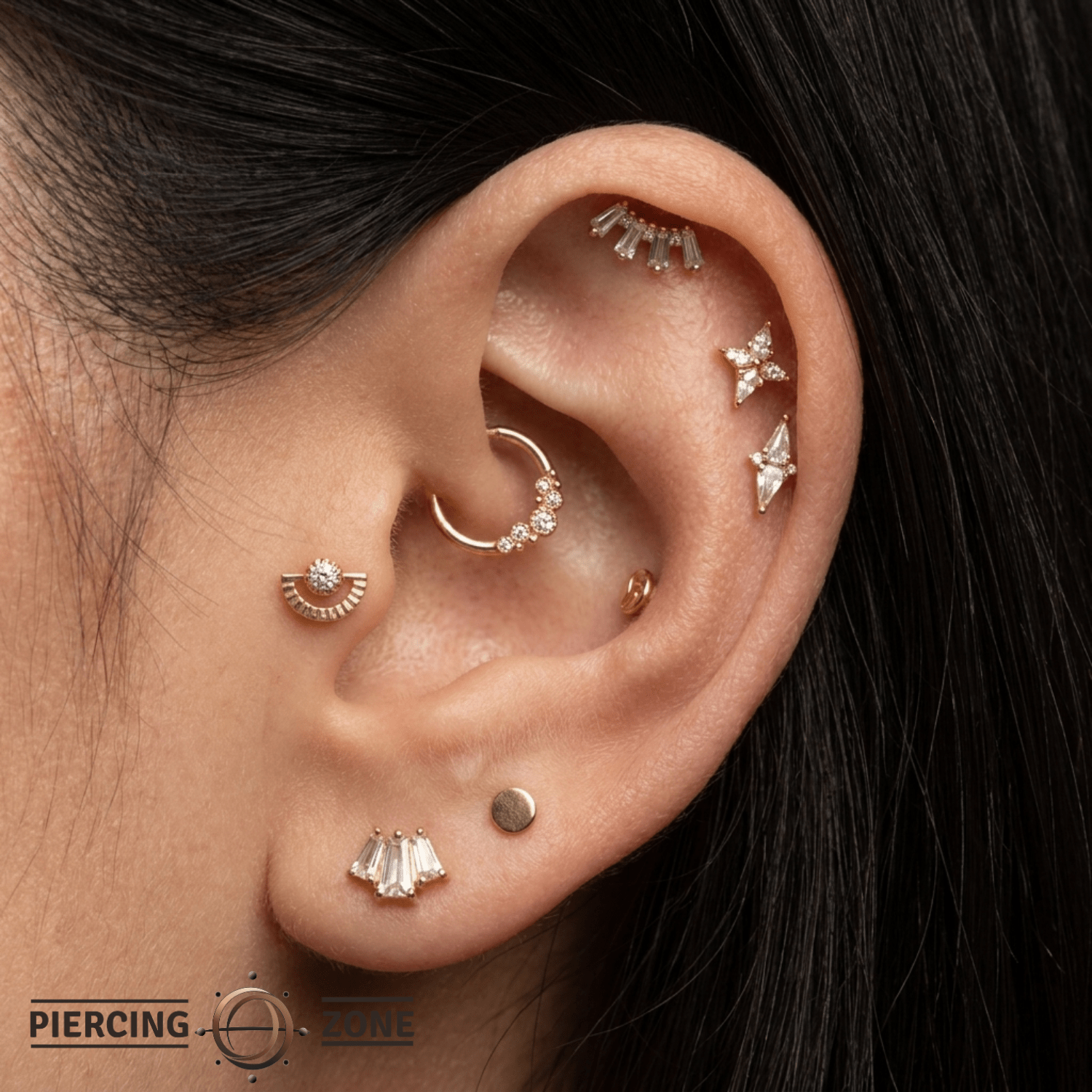 Sun Rays Pin - 14K Gold Gem Threadless End - piercing - zone.com