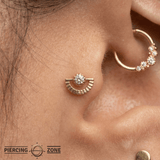 Sun Rays Pin - 14K Gold Gem Threadless End - piercing - zone.com