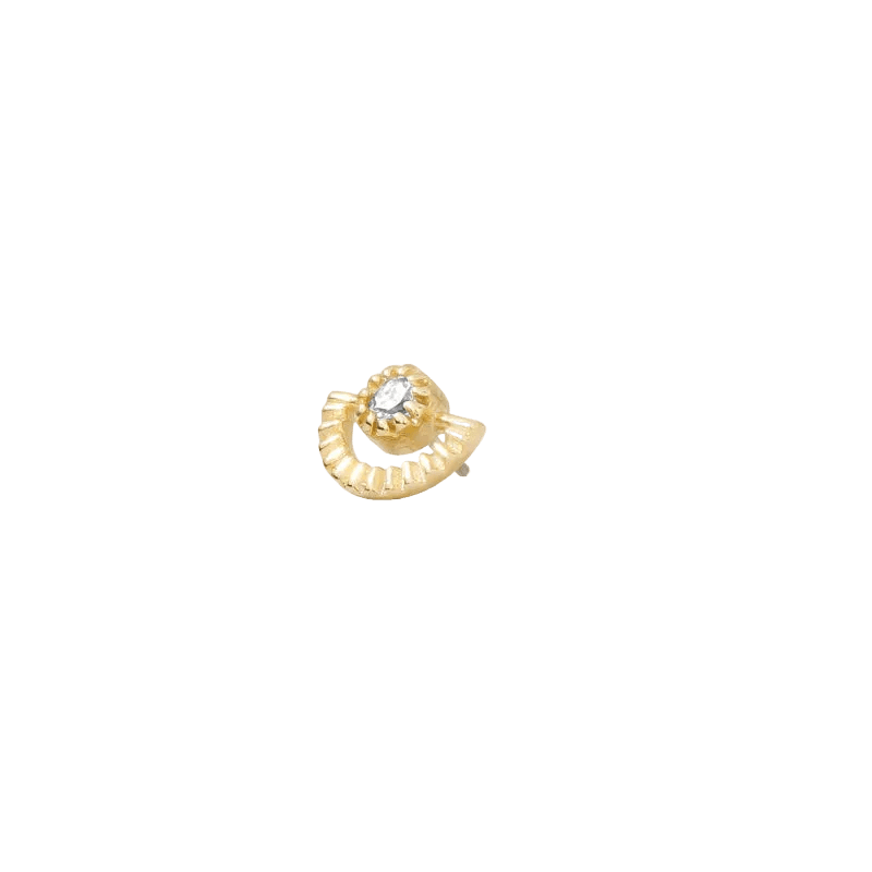 Sun Rays Pin - 14K Gold Gem Threadless End - piercing - zone.com