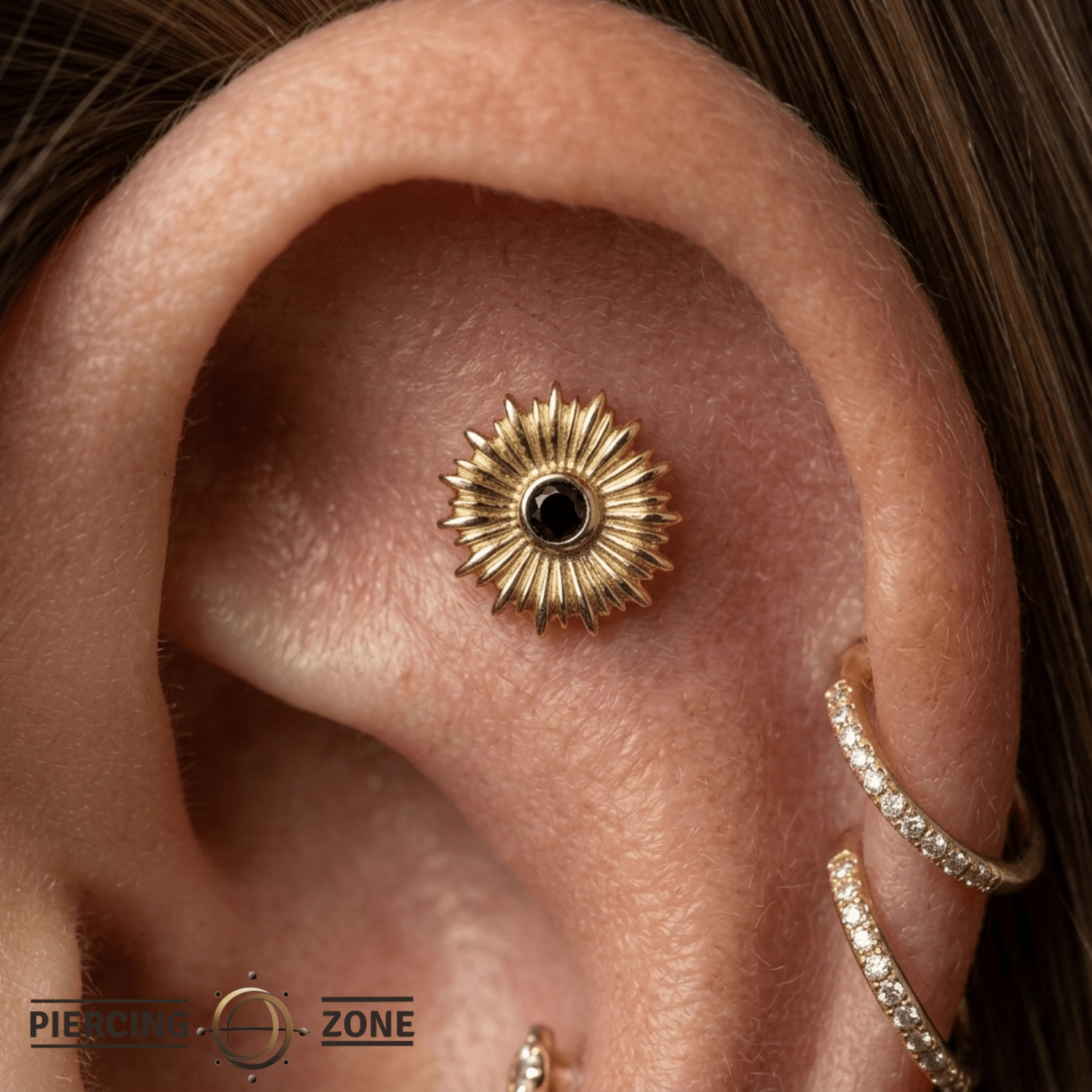 Sunflower - 14K Gold Threadless/Threaded - piercing - zone.com