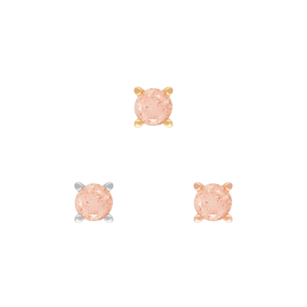 Sunstone Prong – 14K Gold Threadless End - piercing - zone.com