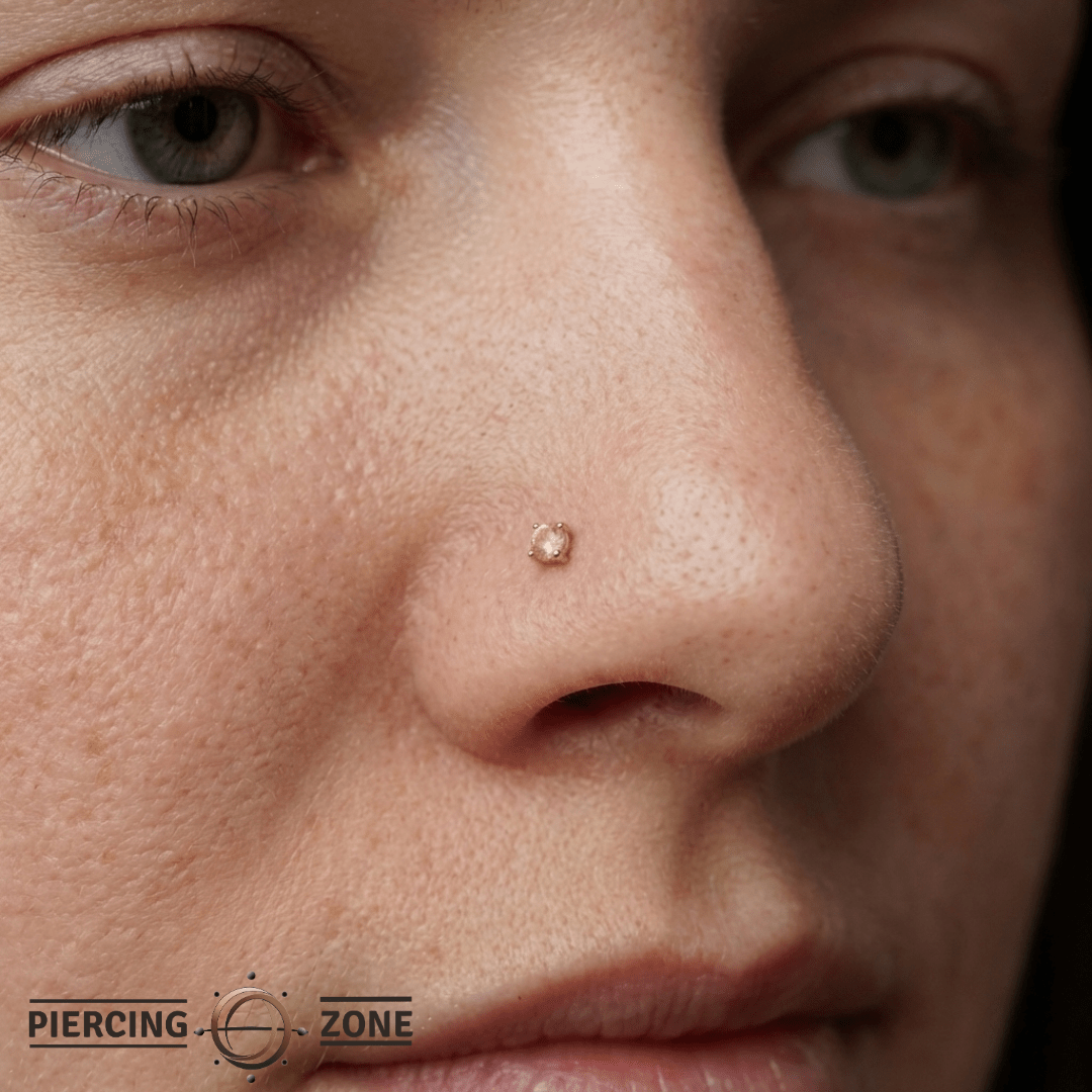 Sunstone Prong – 14K Gold Threadless End - piercing - zone.com