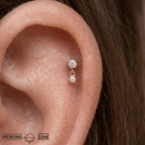 Sutton – Bezel CZ Dangle – 14K Gold Threadless End - piercing - zone.com