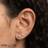 Sutton – Bezel CZ Dangle – 14K Gold Threadless End - piercing - zone.com