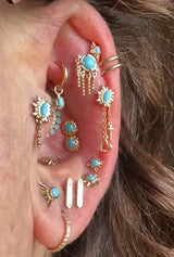 Suz – Turquoise Framed – 14K Gold Threadless End - piercing - zone.com