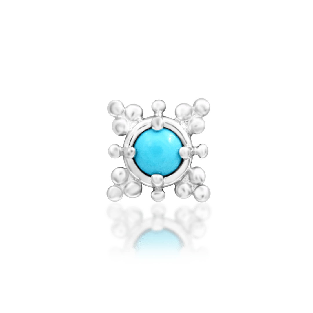 Suz – Turquoise Framed – 14K Gold Threadless End - piercing - zone.com