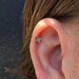 Suz – Turquoise Framed – 14K Gold Threadless End - piercing - zone.com