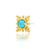 Suz – Turquoise Framed – 14K Gold Threadless End - piercing - zone.com