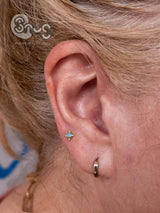 Suz – Turquoise Framed – 14K Gold Threadless End - piercing - zone.com