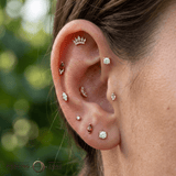 Swarovski CZ Prong – Classic Sparkle – 14K Gold Threadless End - piercing - zone.com