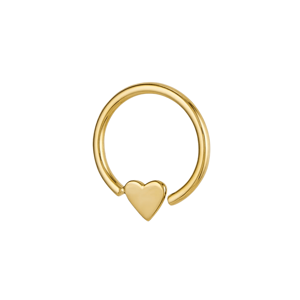 Sweet Heart - 14K Gold Heart Fixed Bead Ring - piercing - zone.com