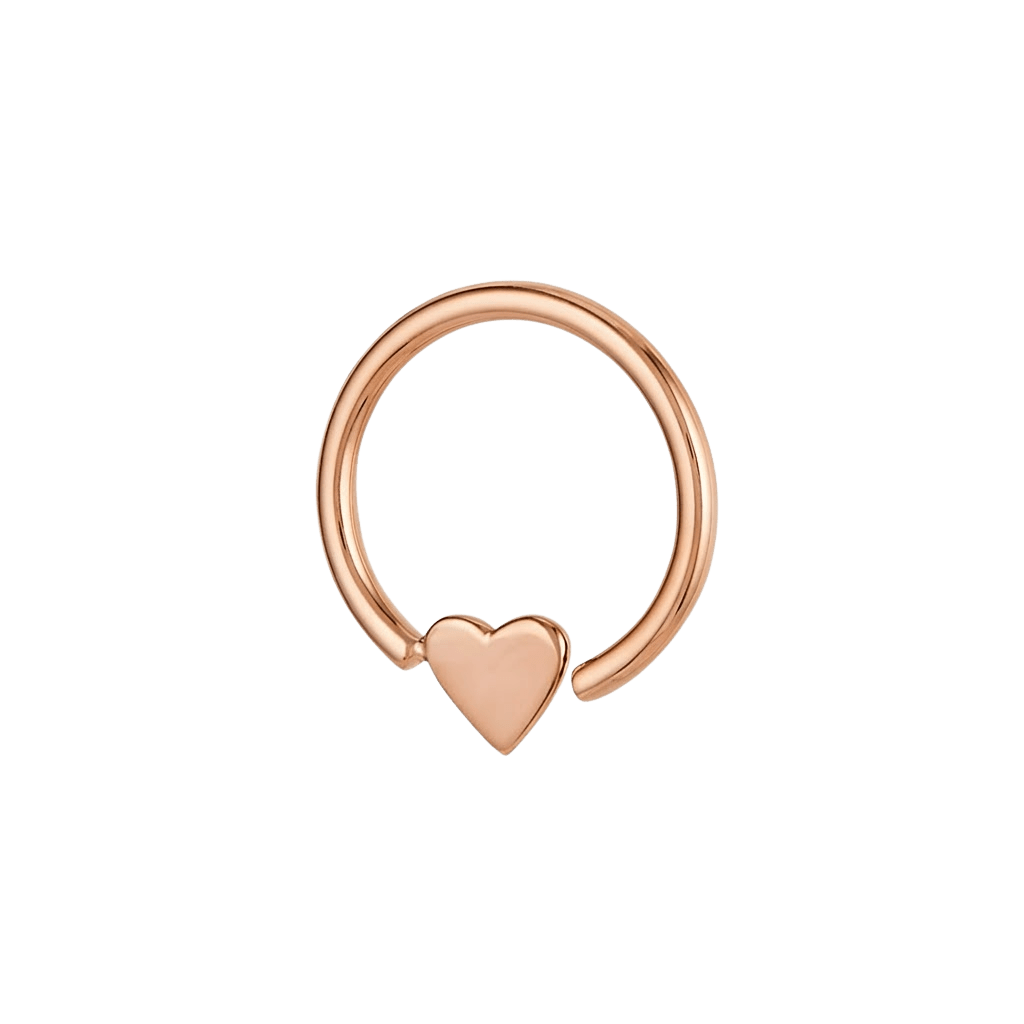 Sweet Heart - 14K Gold Heart Fixed Bead Ring - piercing - zone.com