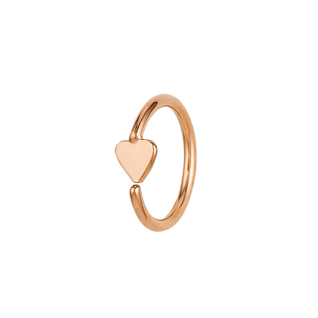 Sweet Heart - 14K Gold Heart Fixed Bead Ring - piercing - zone.com
