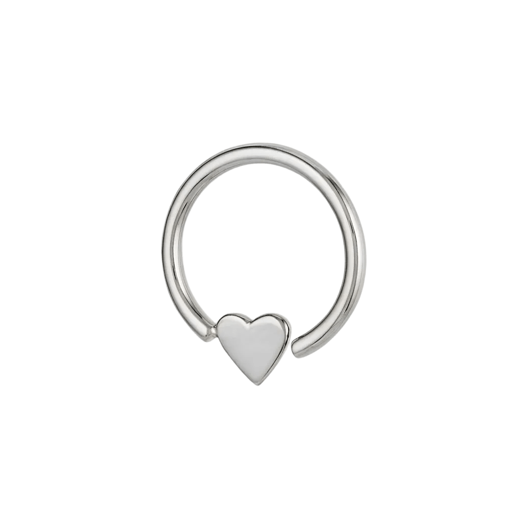 Sweet Heart - 14K Gold Heart Fixed Bead Ring - piercing - zone.com