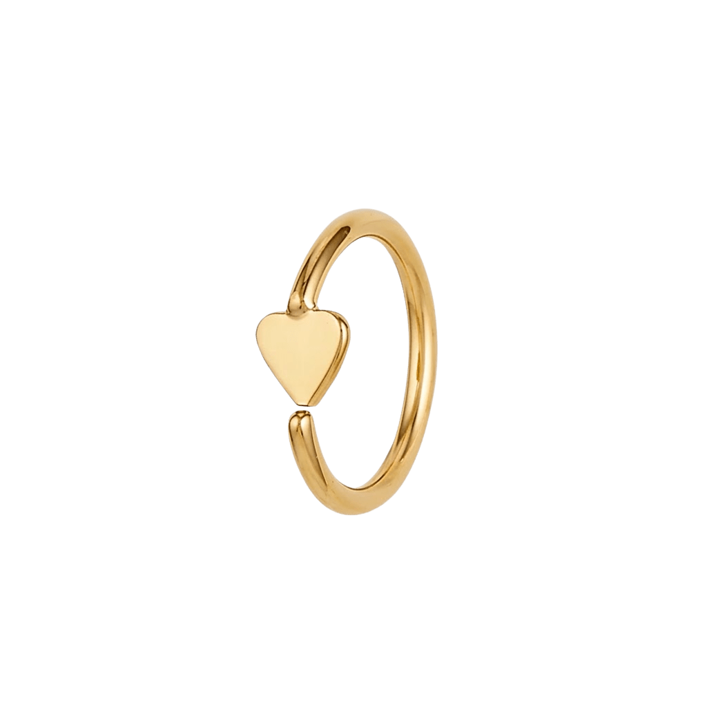 Sweet Heart - 14K Gold Heart Fixed Bead Ring - piercing - zone.com