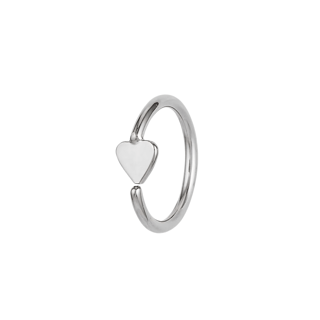 Sweet Heart - 14K Gold Heart Fixed Bead Ring - piercing - zone.com