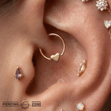 Sweet Heart - 14K Gold Heart Fixed Bead Ring - piercing - zone.com
