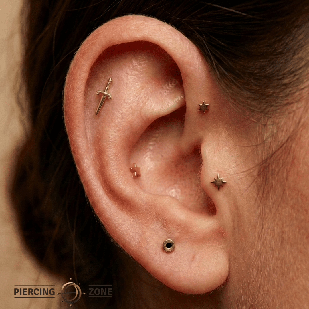 Sword – 14K Gold Threadless/Threaded End - piercing - zone.com