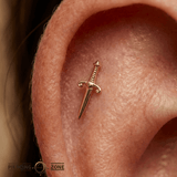 Sword – 14K Gold Threadless/Threaded End - piercing - zone.com