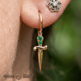 Sword with Gems – 14K & 18K Gold Gemstone Charm - piercing - zone.com