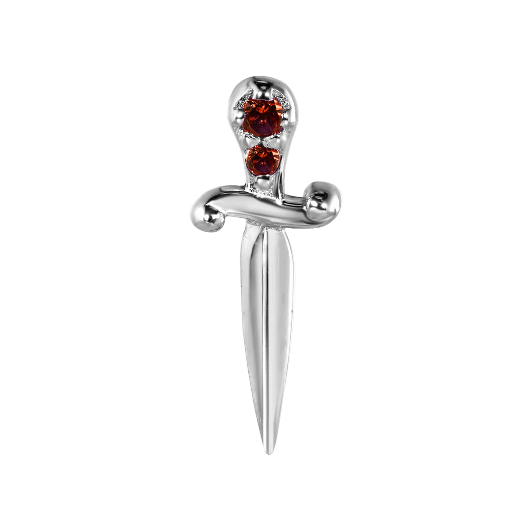 Sword with Gems – 14K Gold Threadless End - piercing - zone.com